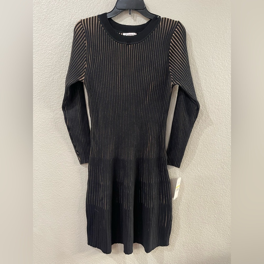 Nanette Lepore ribbed washed yarn long sleeve dress very black women’s medium